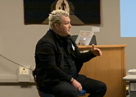 Anti-Flag drummer Pat Thetic answers questions in Shaler Area classroom