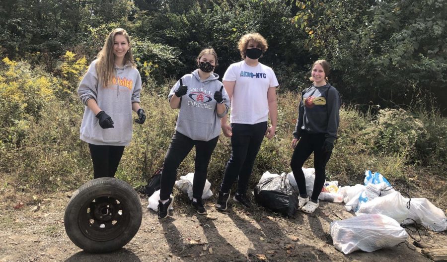 Shaler Area high school students help with collection and removal of trash
