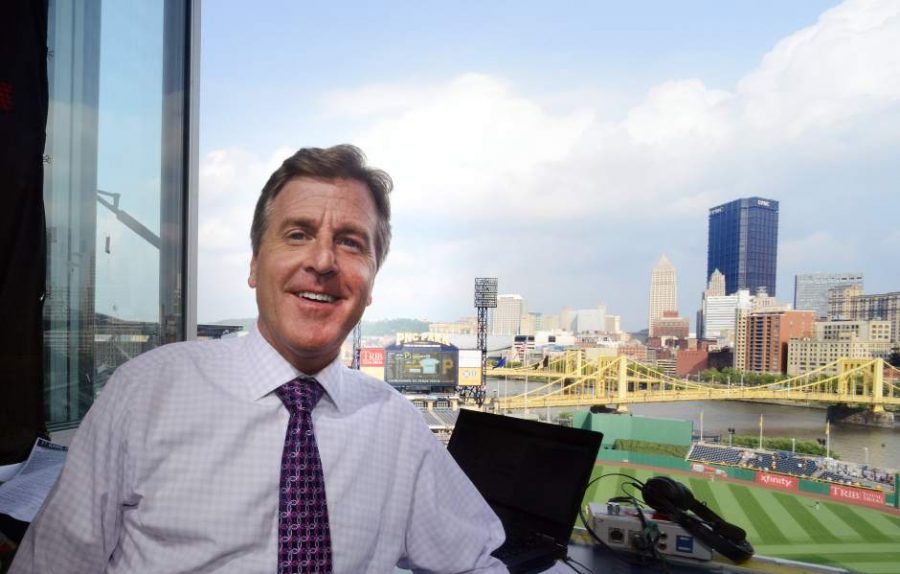 Pirates+play+by+play+announcer+Greg+Brown+in+the+booth+at+PNC+Park