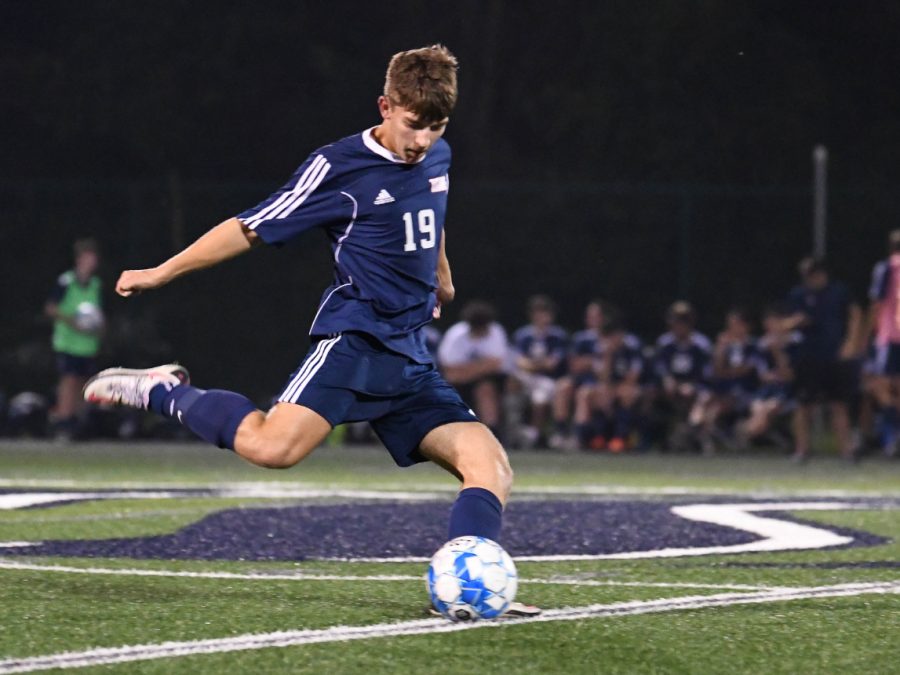 Senior Nathan Ravas in action vs Fox Chapel.