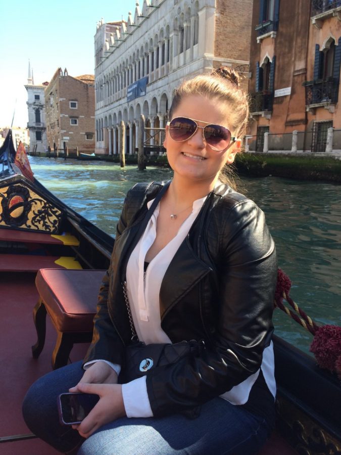 Ali Tappe on a gondola ride in Venice, Italy
