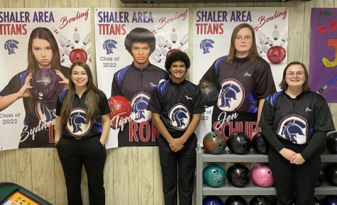 Shaler Bowling seniors Sydney Lang, Tyson Ronel and Jen Schueler