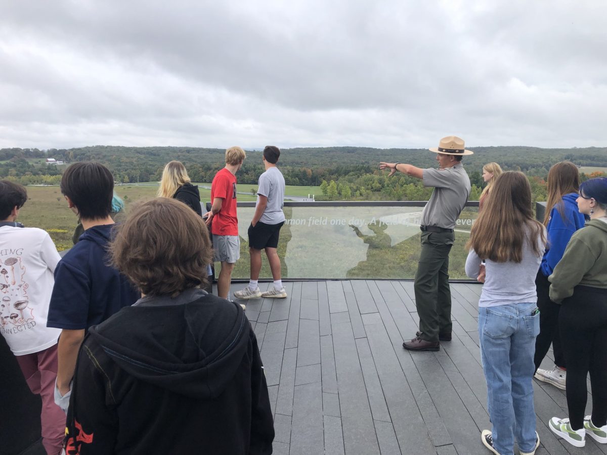 Shaler Area students at the Overlook at the Flight 93 Memorial looking down on the crash site. 