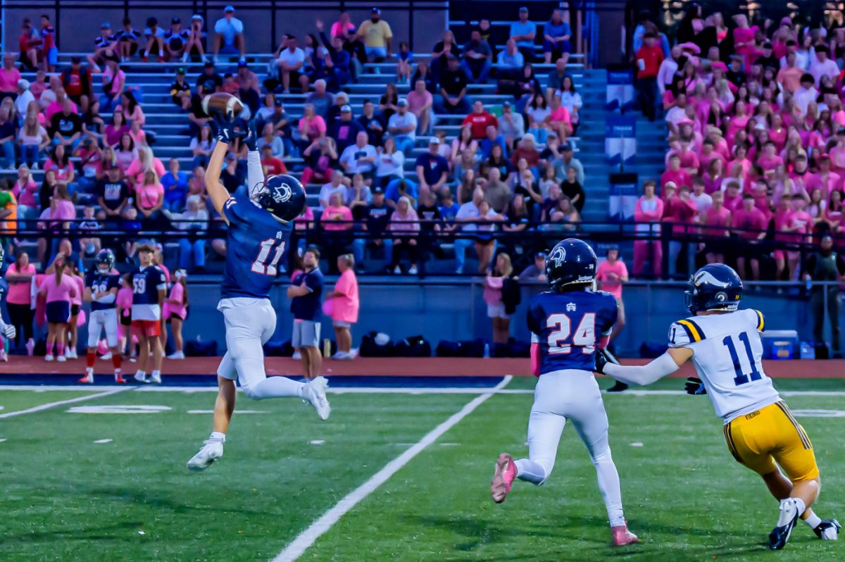 Troy Cignetti intercepting a pass from the Central Catholic game