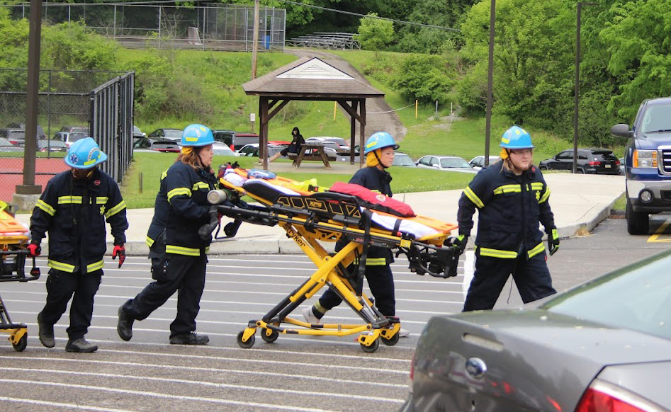 Students from the First Responders class participate in the Mock Crash