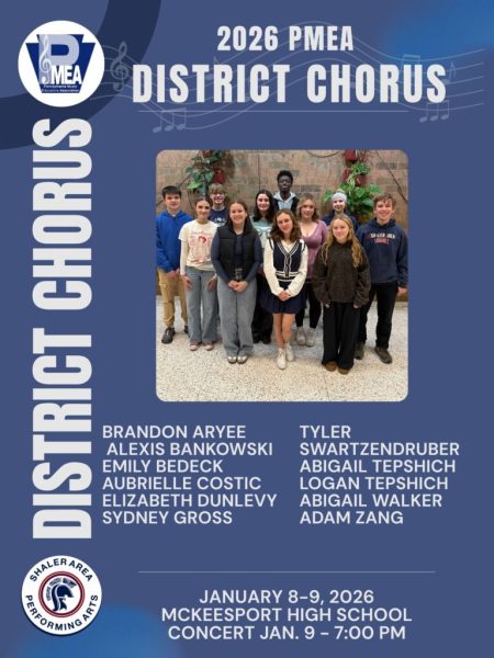 Shaler Area Choir Department members accepted into PMEA District 1 Choir Festival